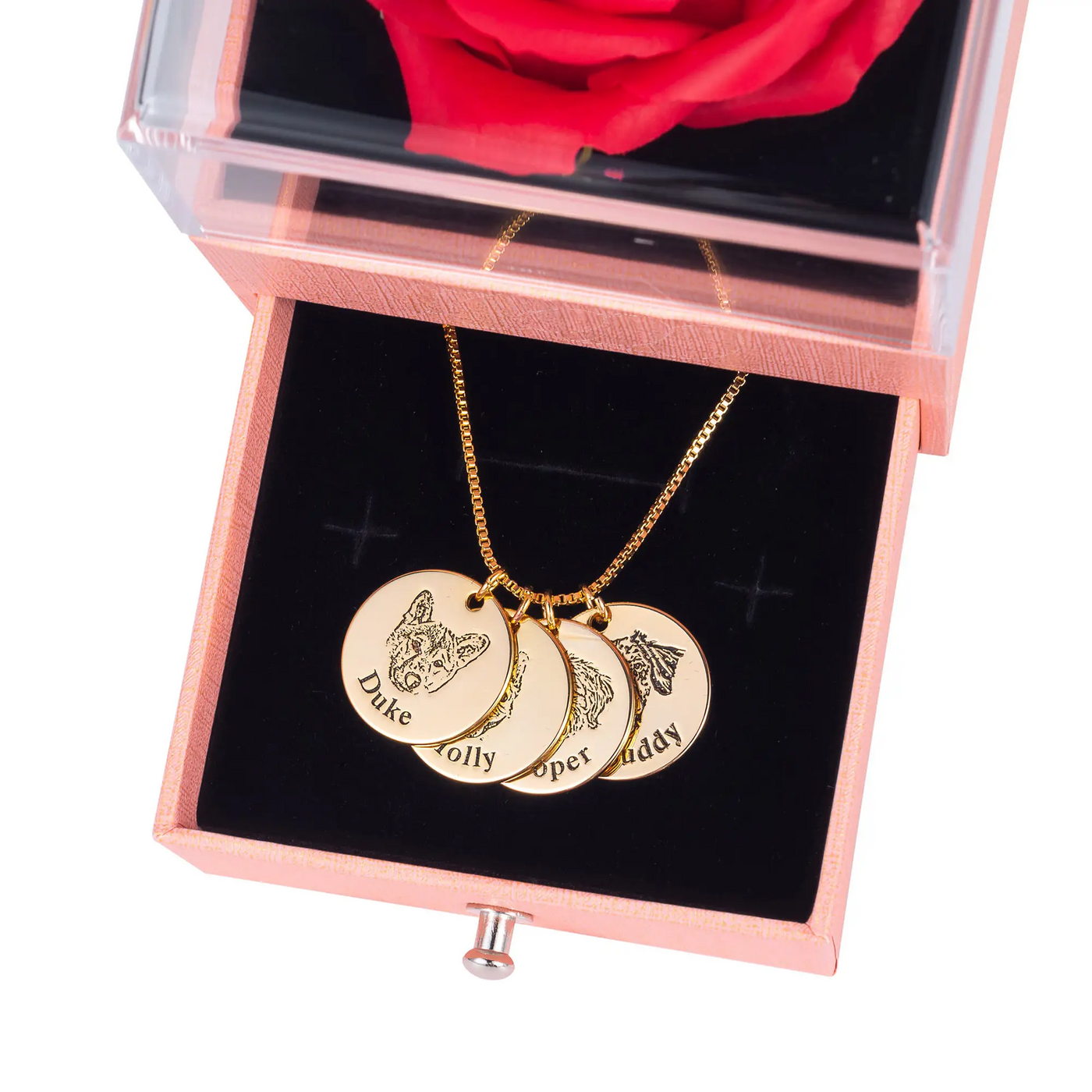 Pet Face Necklace with Furever Rose Box