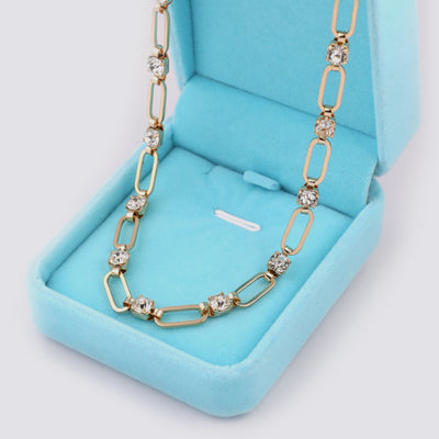 Paperclip Necklace with Diamonds